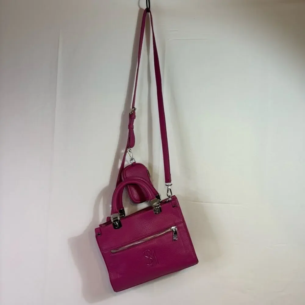 NWT Steve Madden Dark Fuschia Satchel Crossbody Purse with Coin Purse B10